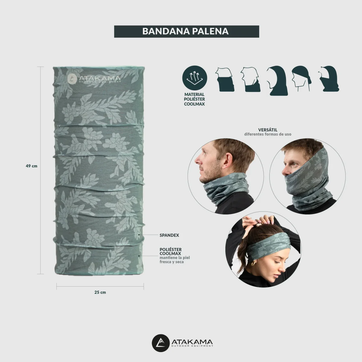 Bandana Palena Multifuncional Negro Tucúquere - Imagen 9